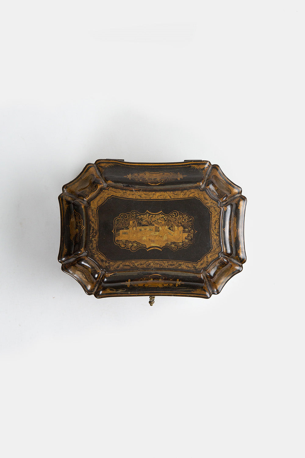 19th Century Chinese Gilt and Black Lacquer Tea Caddy