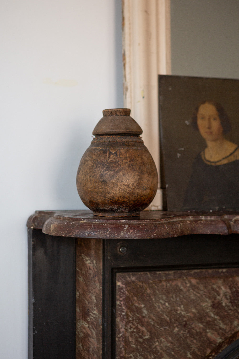 Antique Lidded Gourd Vessel