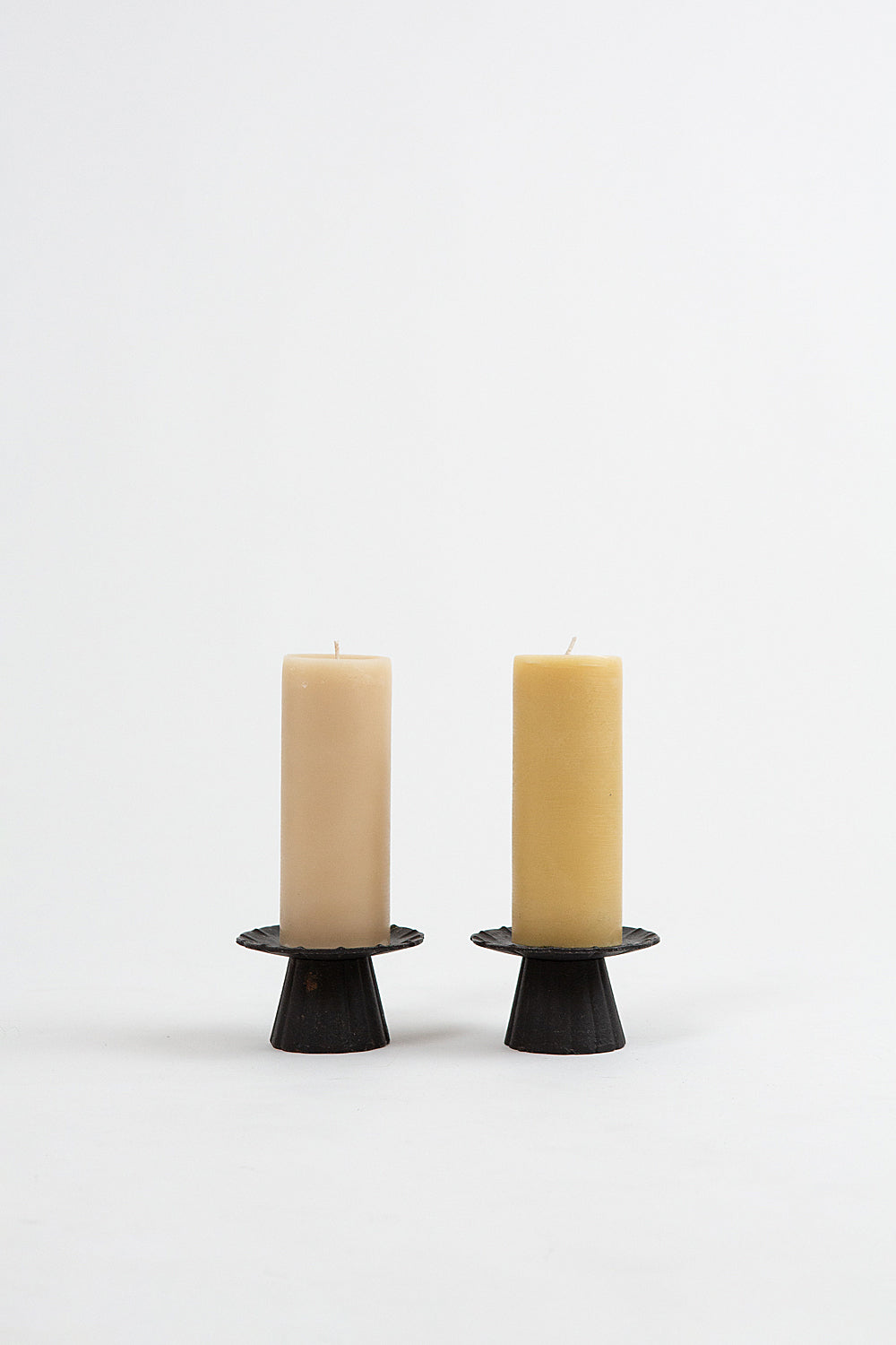 Pair of Rustic Black Iron Candlesticks