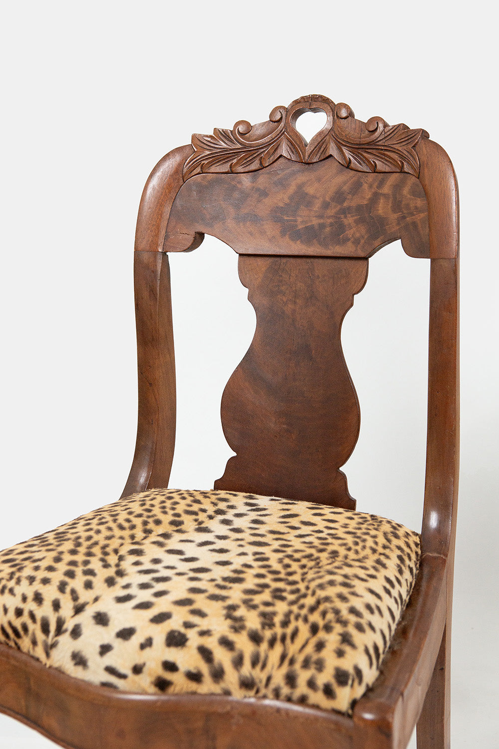 Set of 8 Carved Mahogany and Leopard Parlor Chairs