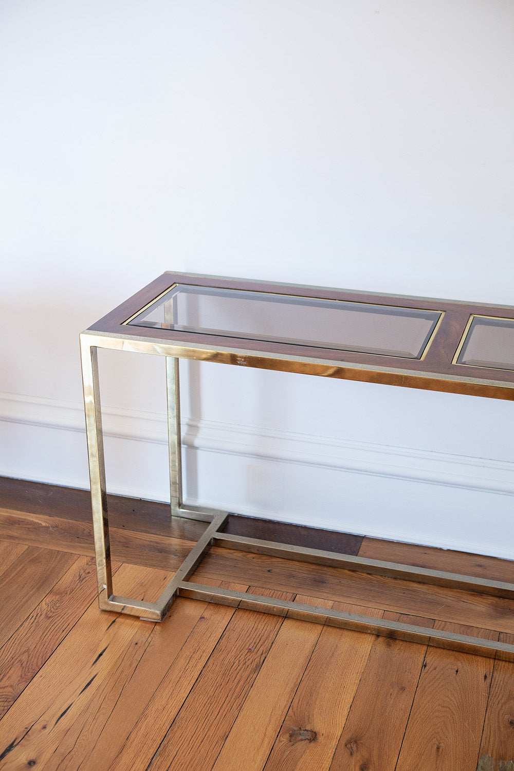 1970s Brass and Glass Parson Table