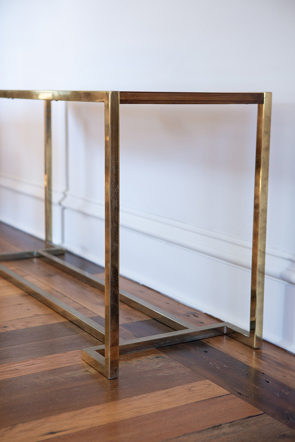 1970s Brass and Glass Parson Table