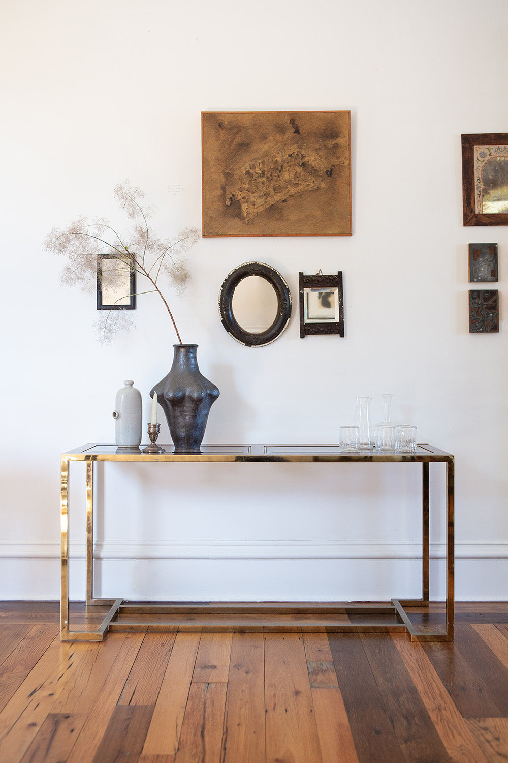 1970s Brass and Glass Parson Table