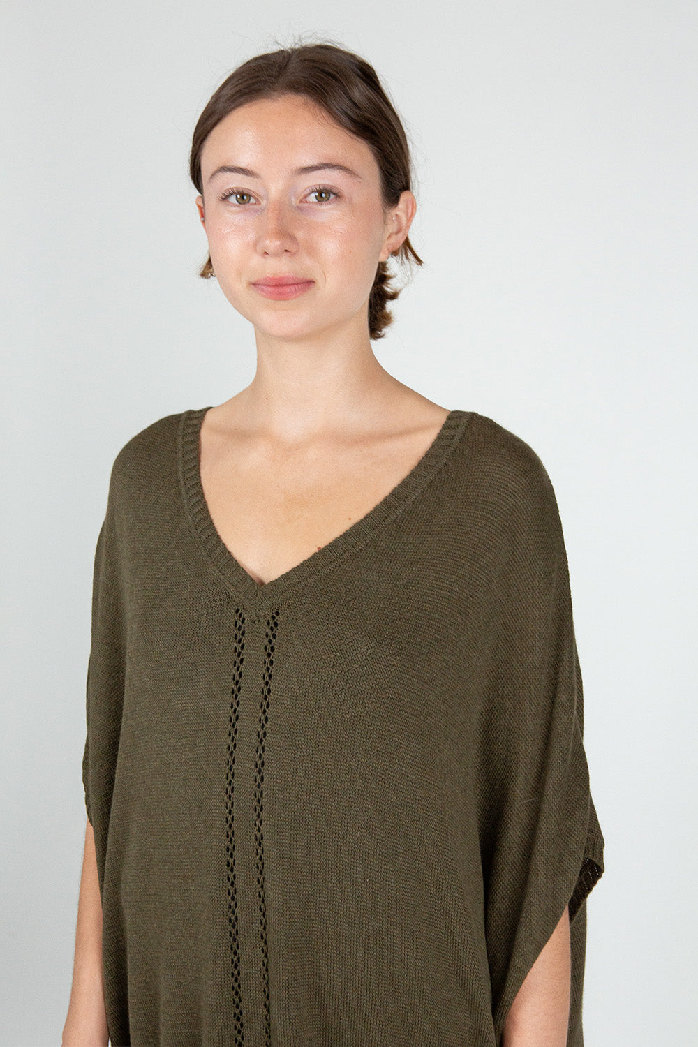 Pima Cotton V Neck Cocoon In Bracken