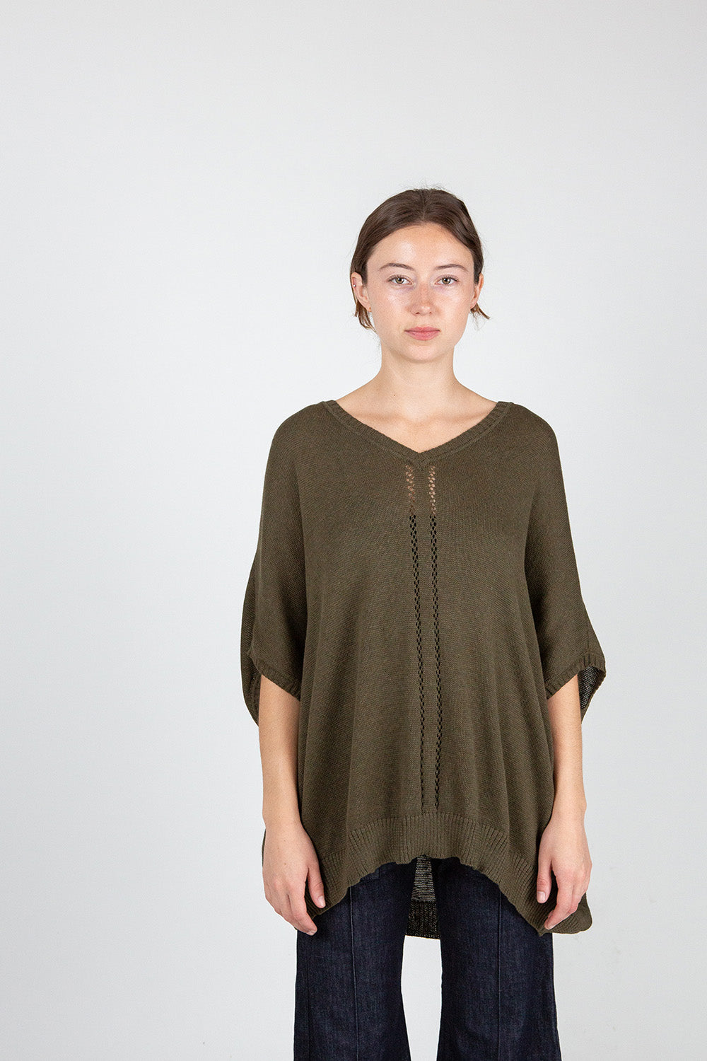 Pima Cotton V Neck Cocoon In Bracken