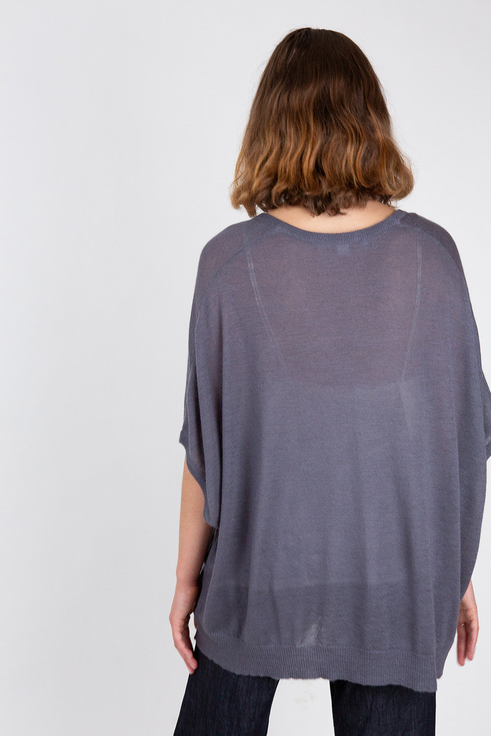 Cashmere V-Neck Cocoon Sweater In Slate