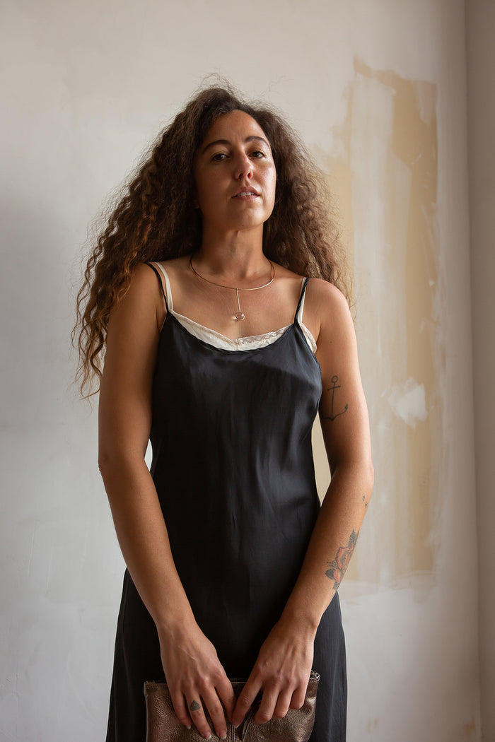 Erica Tanov | Greta Silk Slip Dress - Black