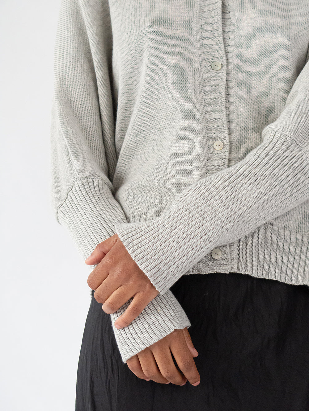 Erica Tanov | Pima Cotton Box Cardigan - Light Grey