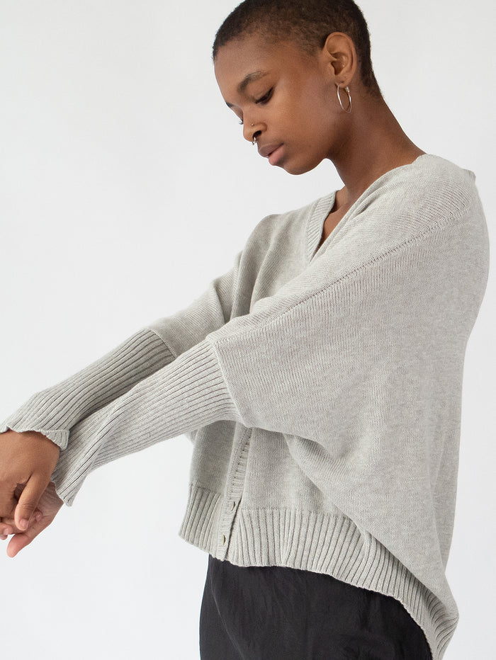 Erica Tanov | Pima Cotton Box Cardigan - Light Grey