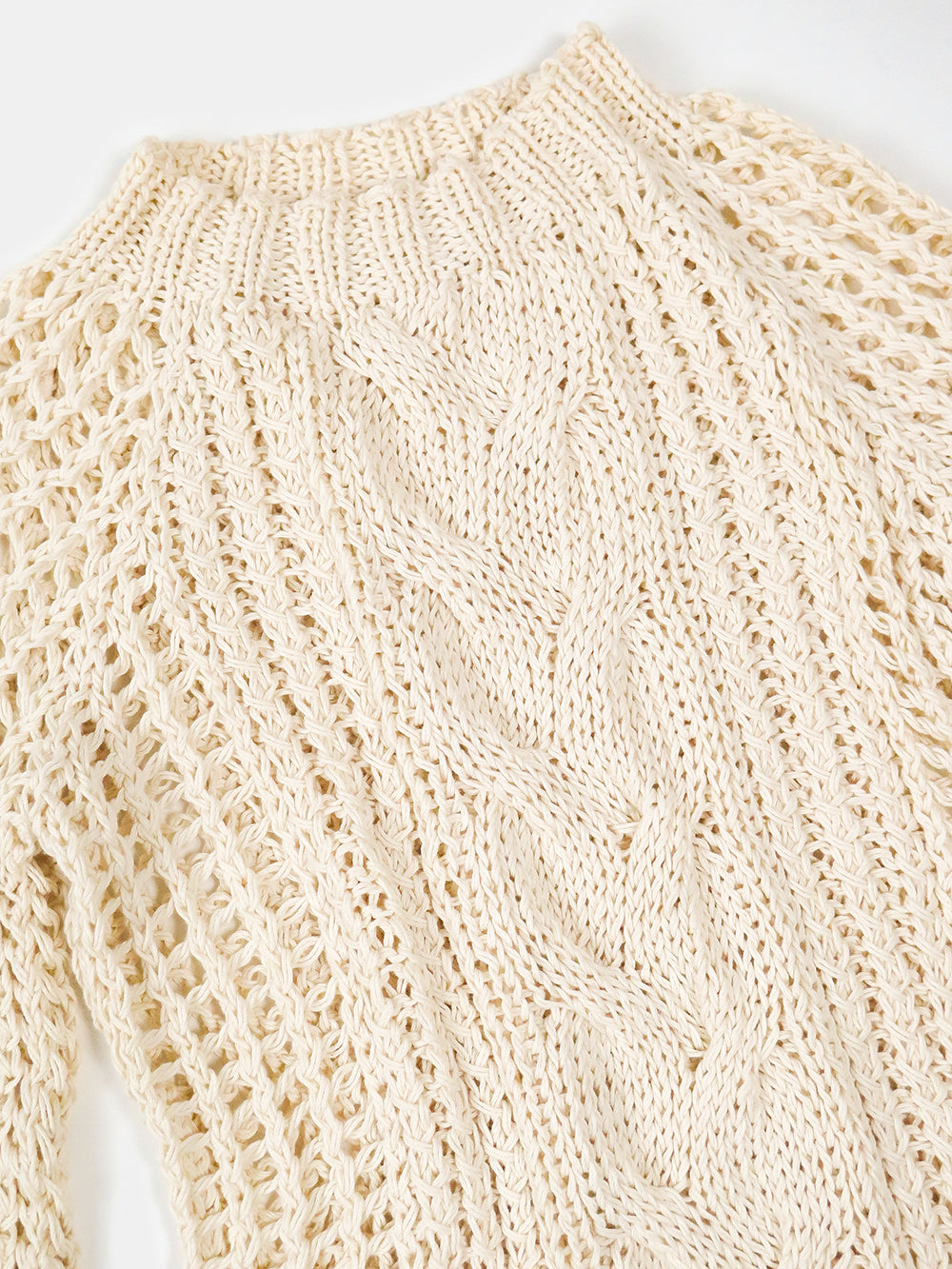 Alpaca Cable Knit Fisherman Sweater In Winter White