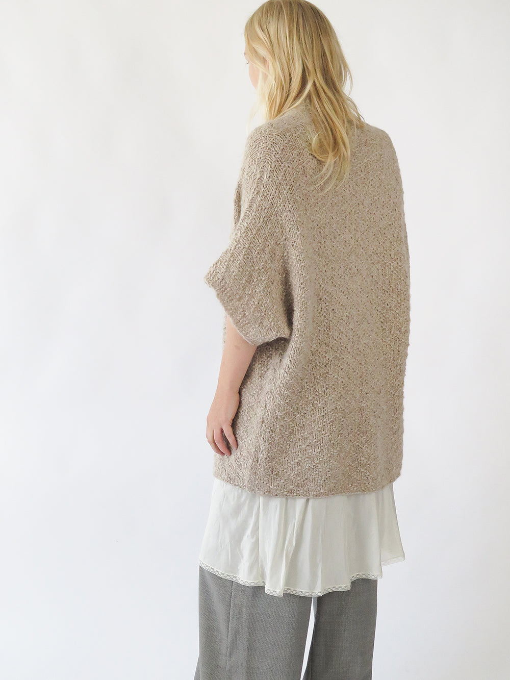 Alpaca Kimono Cardigan In Fawn