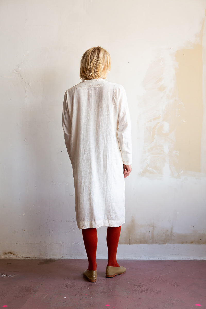 Erica Tanov | Rekha Linen Hand Embroidered Dress - Soft White