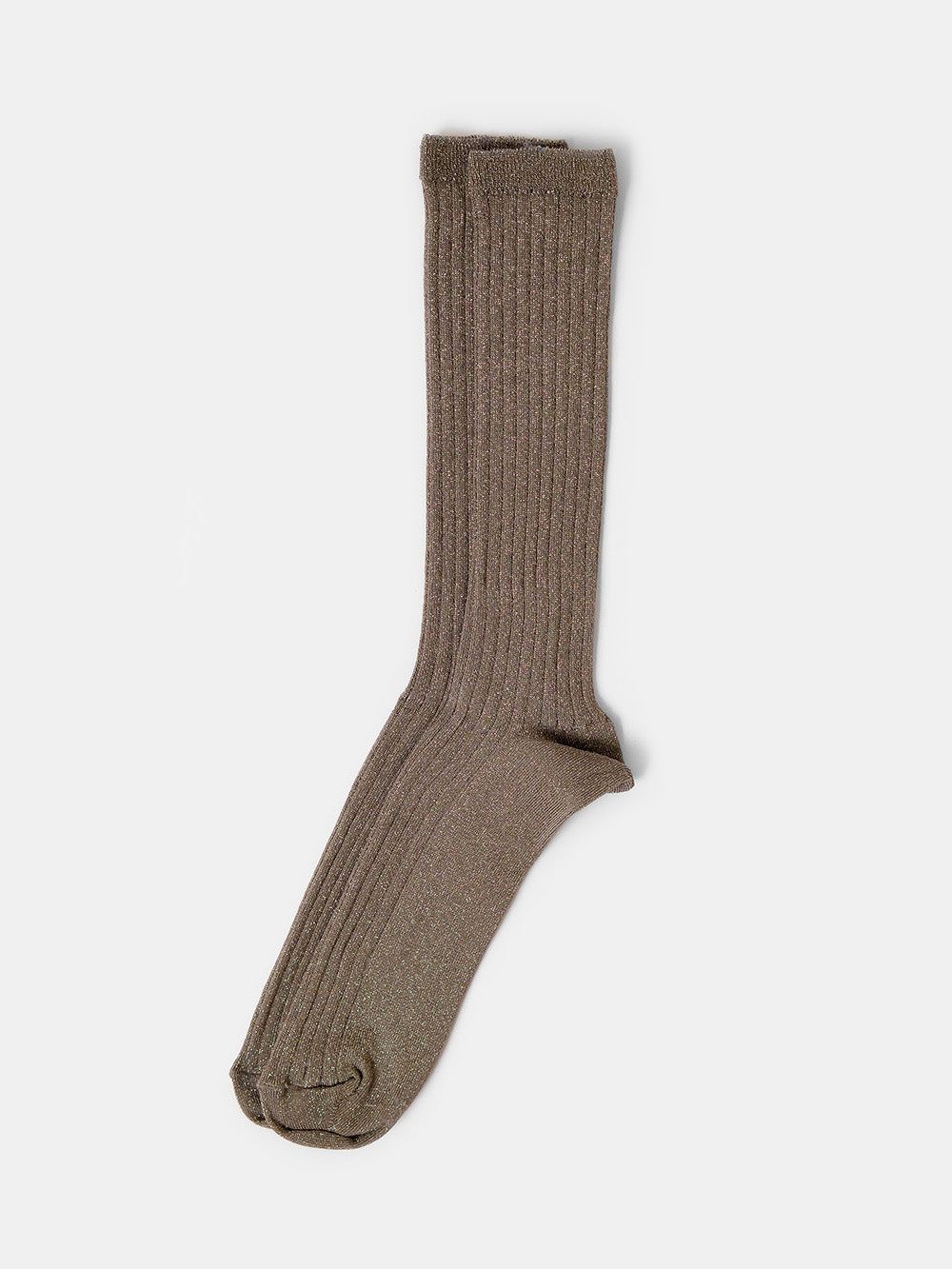 Metallic Ribbed Sock in Gold