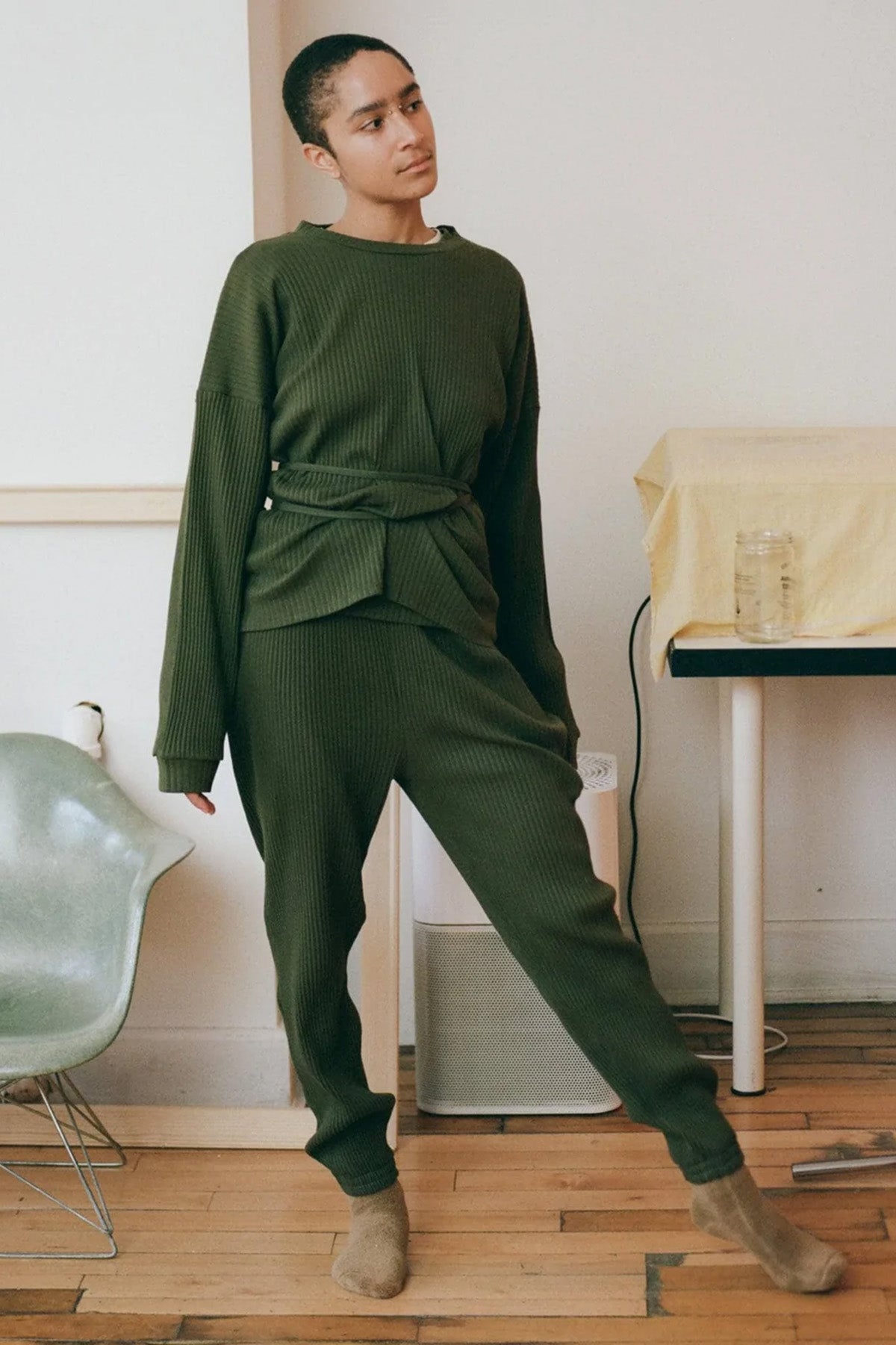 Baserange Sweat Pant in Dark Green