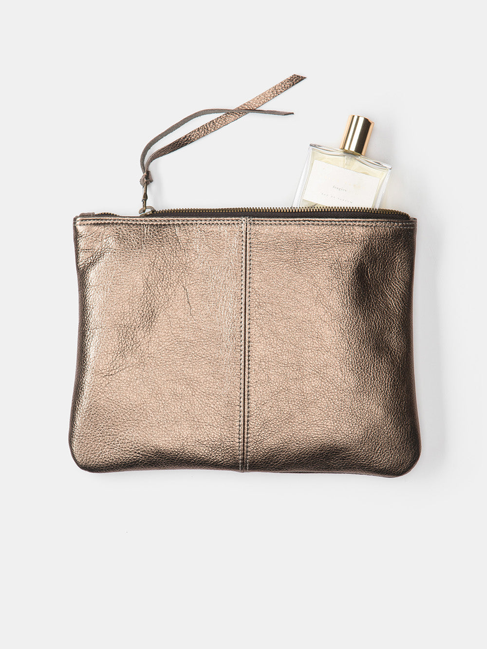 Leather shop zip clutch